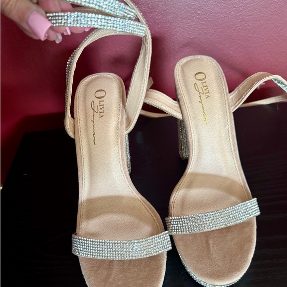 Elegant Rhinestone-Embellished Tan Heels - Picture 3 of 11